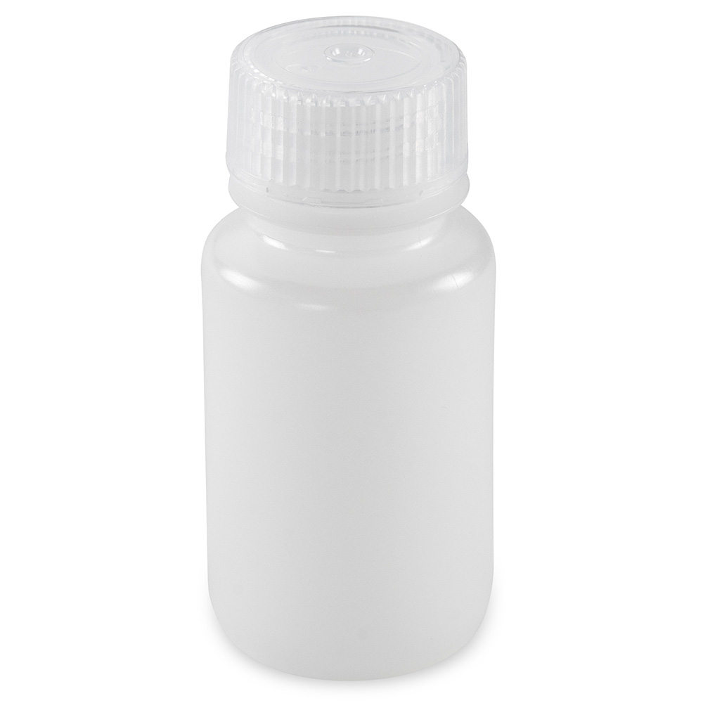 Globe Scientific Bottle, Wide Mouth, Round, HDPE with PP Closure, 60mL, Bulk Packed with Bottles and Caps Bagged Separately, 1000/Case Bottle;Round;HDPE; 60mL;Wide Mouth;Clear